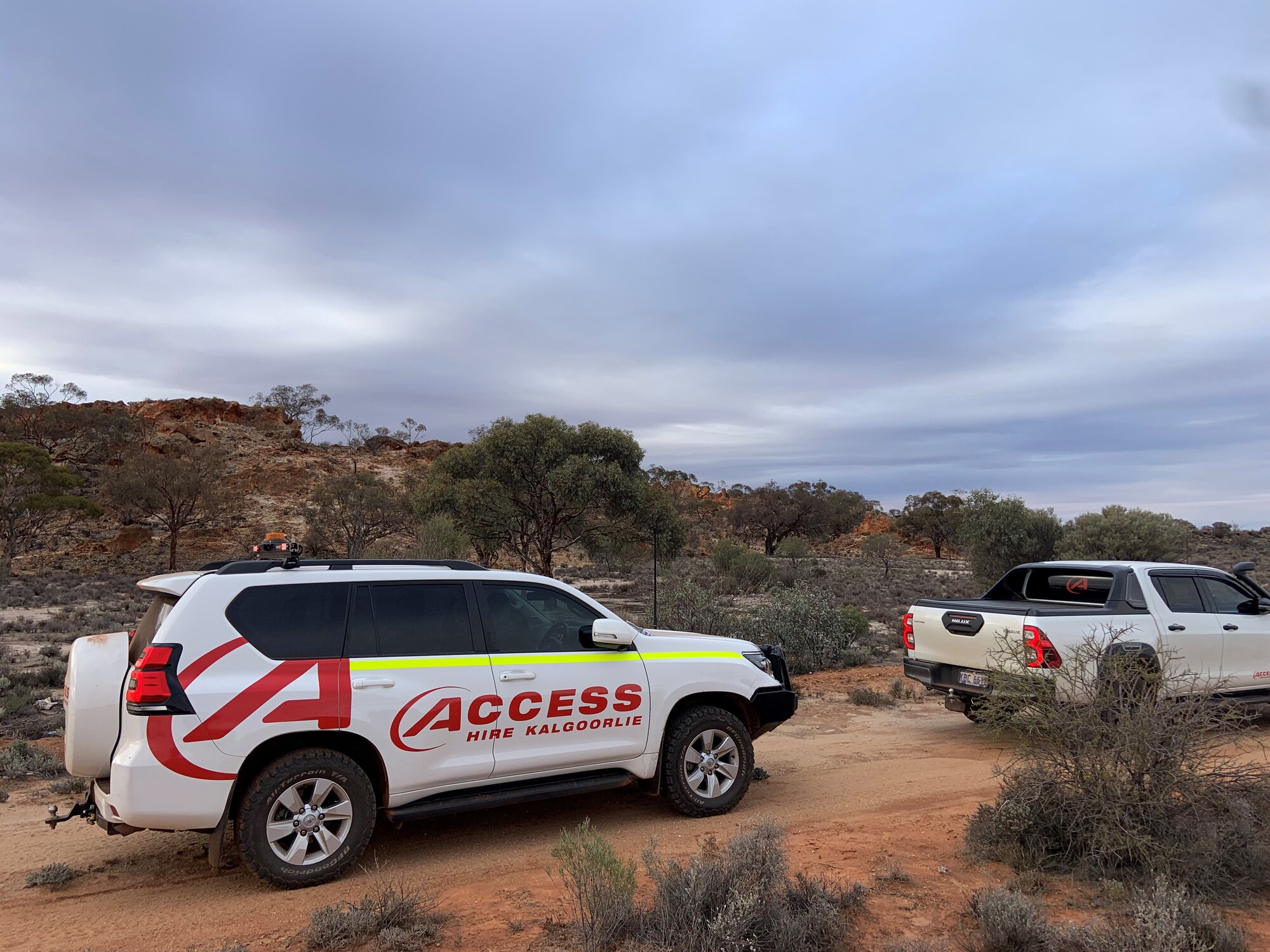 Access Hire Kalgoorlie support vehicles on a remote site in Western Australia.