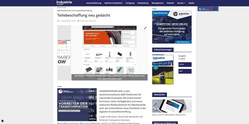 Artikel im Industrie-Anzeiger: Teilebeschaffung neu gedacht