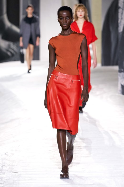 Model on a runaway wearing Hermès SS21