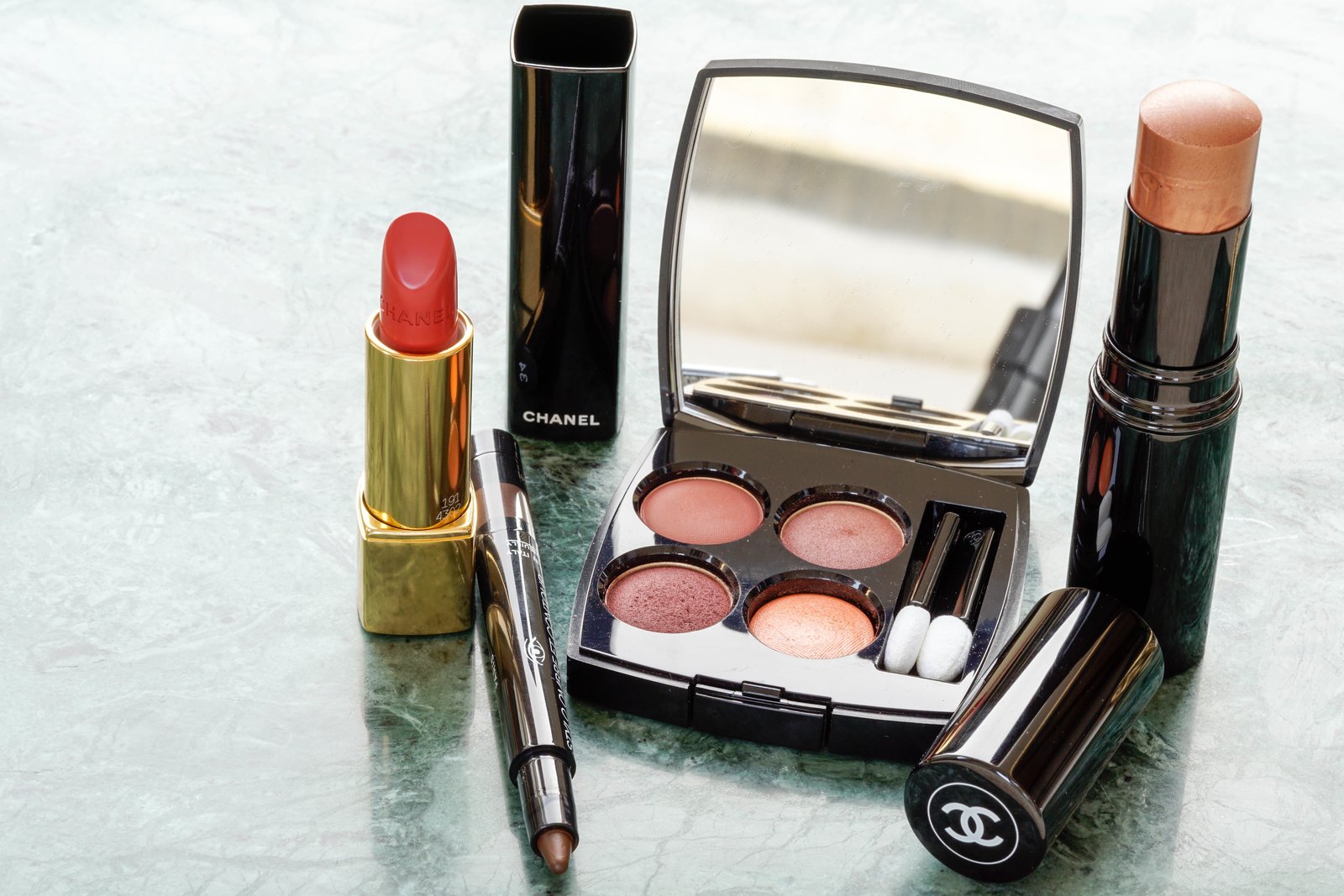 Close up of Chanel beauty products
