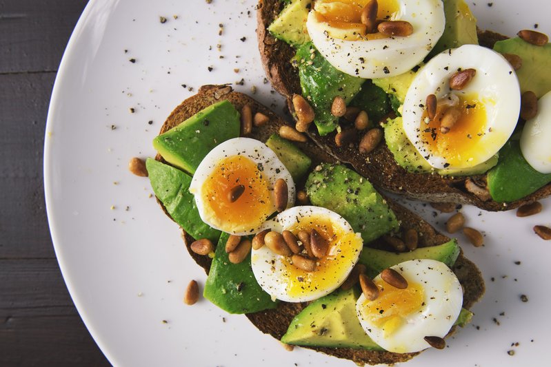 Close up of avocado and egg on toast