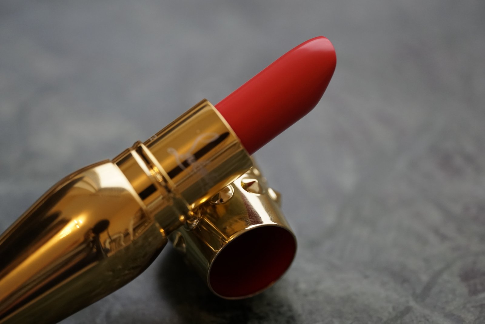 Macro shot of Miss Loubi lipstick