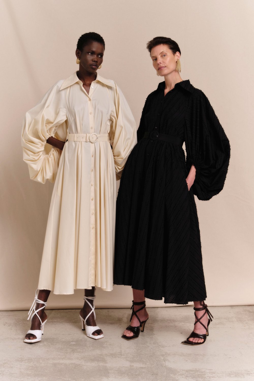 Two models at London Fashion week