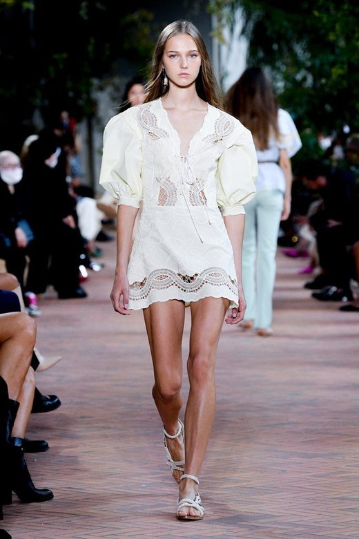 Model on a runaway wearing Alberta Ferretti SS21