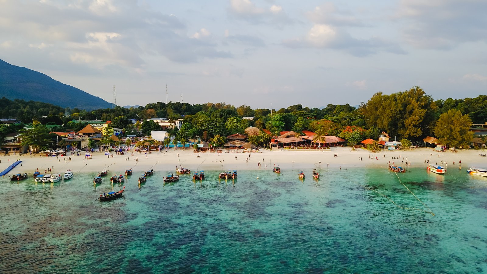 Exotic beach with boats