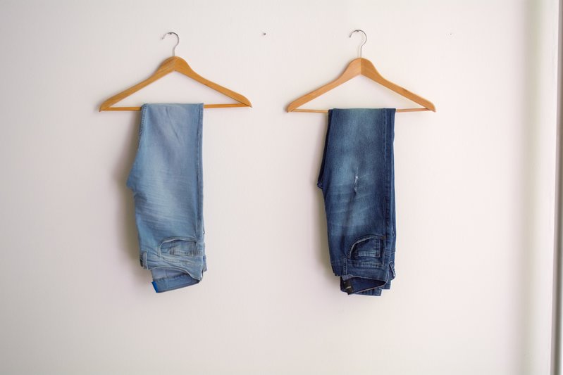 2 jeans on a hanger