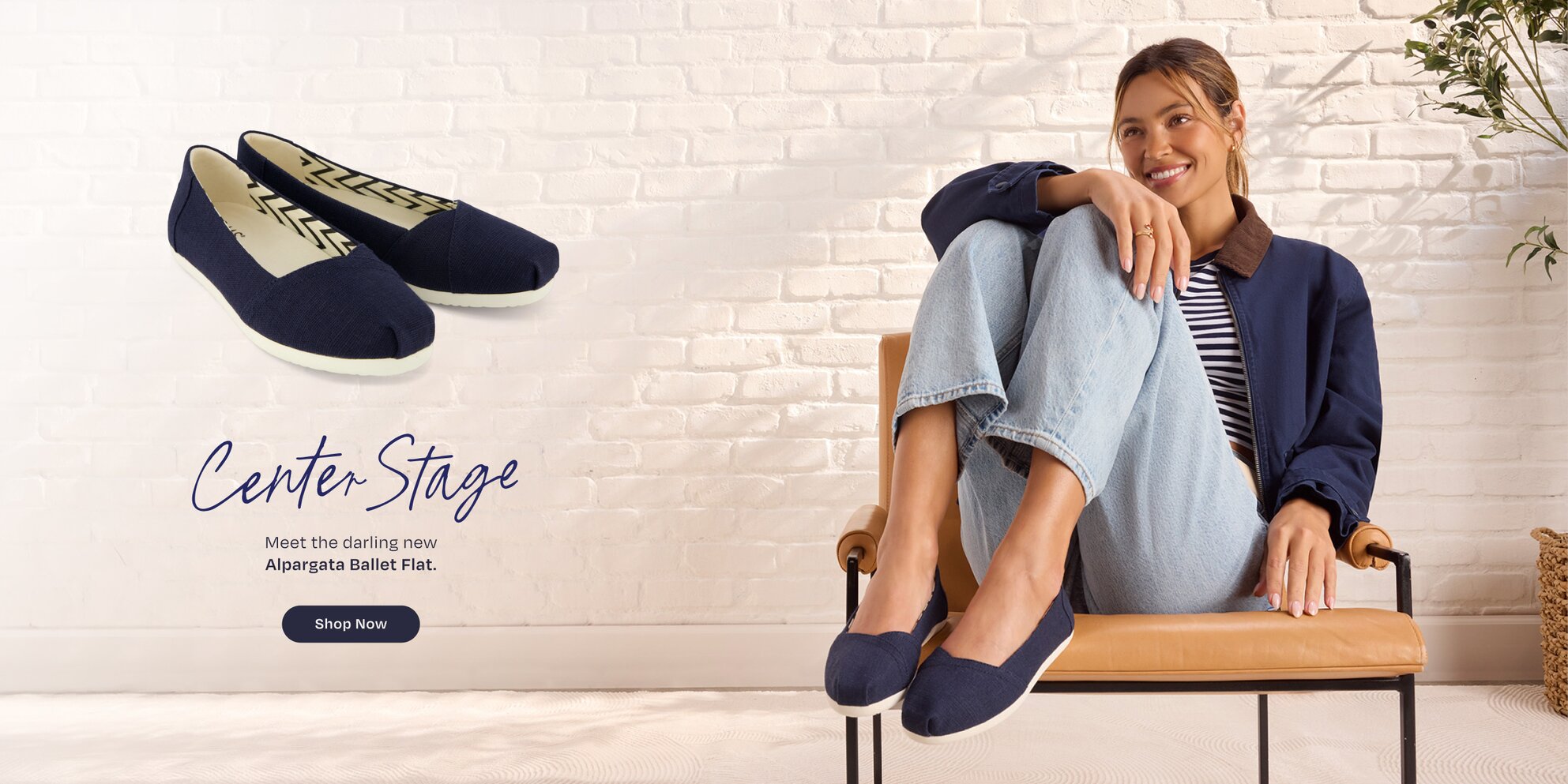 Center Stage. Meet the darling new
Alpargata Ballet Flat. Model in Navy Heritage Canvas. Shop Now.