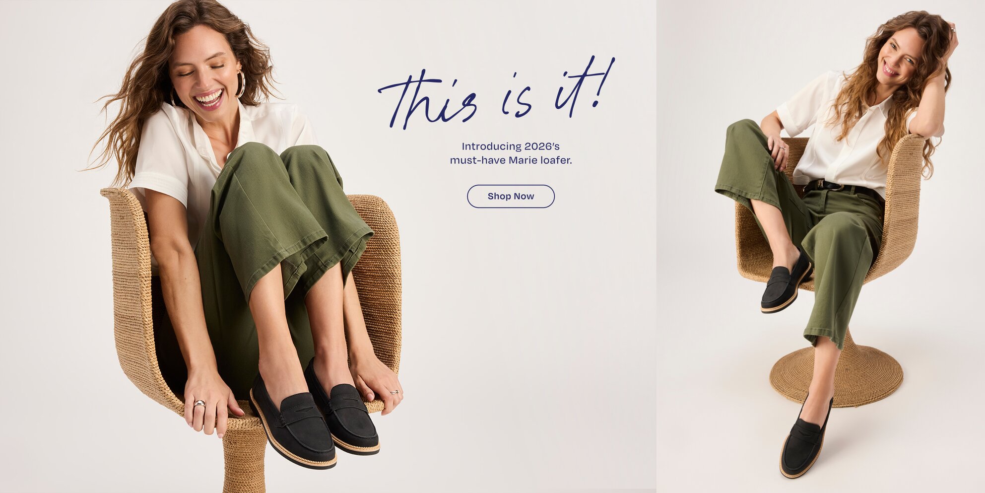 This is it. Introducing 2026’s must-have Marie loafer. Shop Now. Model wearing Marie Loafer in Black Leather.