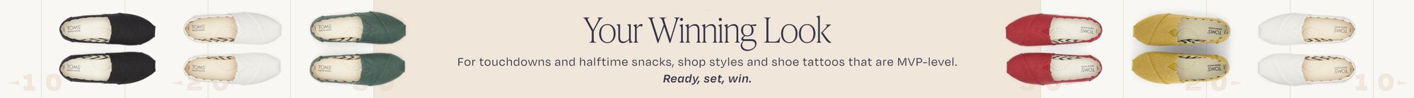 Your winning look. For touchdowns and halftime snacks, shop styles and shoe tattoos that are MVP-level. Ready, set, win.