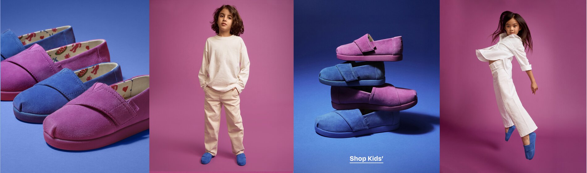 Alpargata Classic shoes for kids and toddlers in Water Repellent Electric Blue Suede and Bright Mulberry Suede. Shop Kids'.