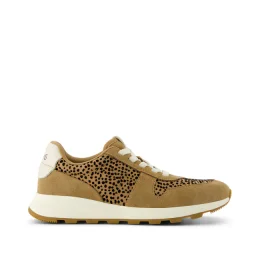 TRVL LITE Retro Runner Sneaker in Water Repellent Tan Mini Cheetah shown.