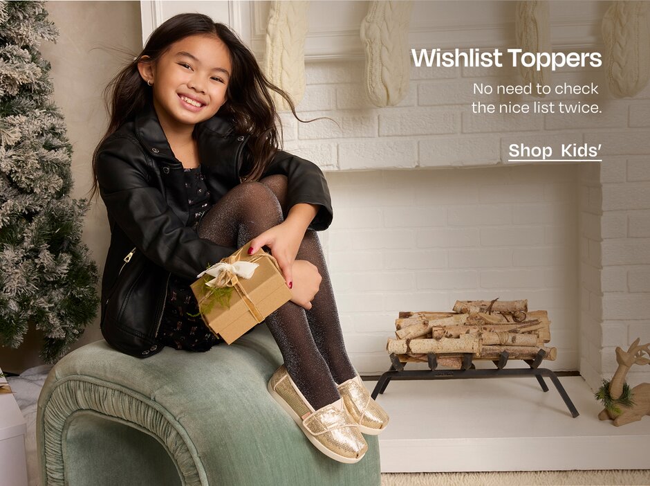 Wishlist Toppers. No need to check 
the nice list twice. Shop Kids'. Model in mini sequined Alpargata.