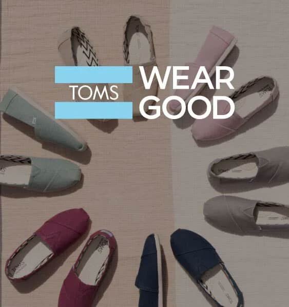 TOMS Wear Good logo and Alpargatas shown.