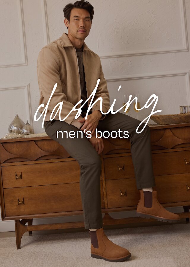 dashing. men's boots. Griffin Boot in brown water resistant leather shown.