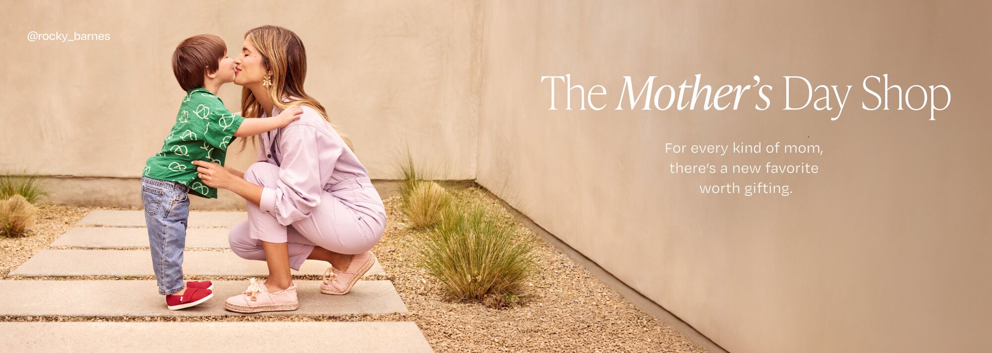 The Mother's Day Shop. For every kind of mom, there’s a new favorite worth gifting. Rocky wearing Carolina Lace-Up Espadrille in Pale Rose Beachside Woven and son wearing Alpargata Classic Toddler shoe in Red Heritage Canvas. @rocky_barnes.