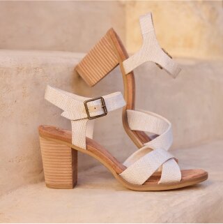 Majorca Strappy Heeled Sandal in Natural Yarn Dye.
