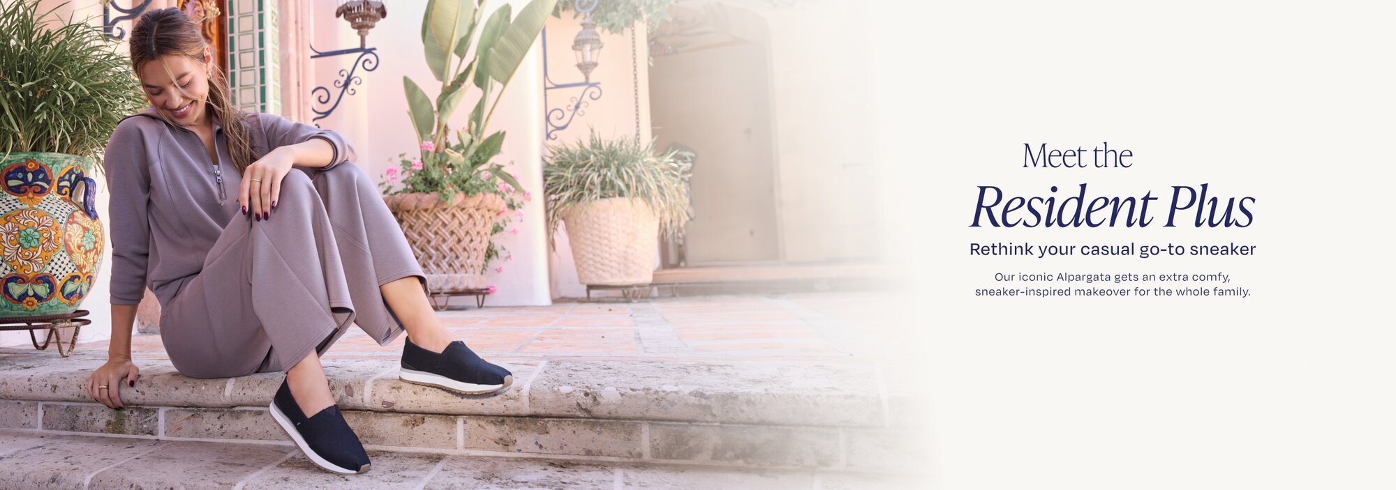 Meet the Resident Plus. Rethink your casual go-to sneaker. Our iconic Alpargata gets an extra comfy, sneaker-inspired makeover for the whole family. Model wearing Resident Plus in black heritage canvas shown.