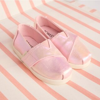 Alpargata Classic Toddler Shoe in Pink Quartz Iridescent Twill shown.