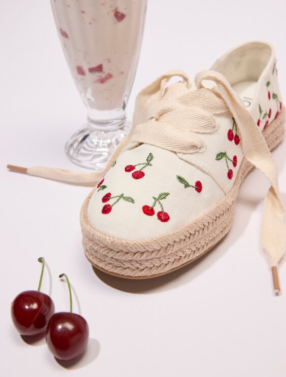 Cherry Embroidery Carolina Lace-Up Espadrille shown.