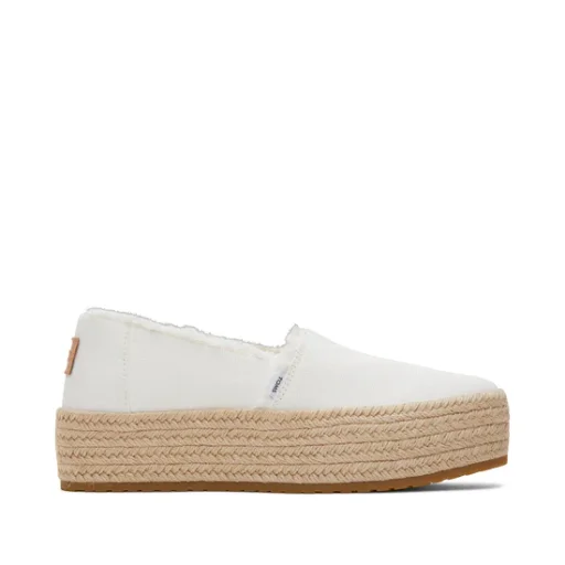 Valencia Platform Espadrille in White Canvas shown.