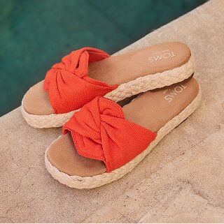 Abby Slide Flatform Espadrille Sandal in Flame Beachside Woven.