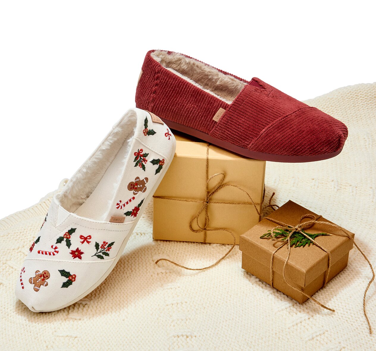 Various TOMS Alpargatas in various colors shown.