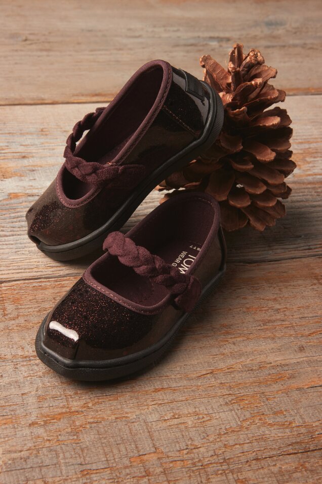 Kids' Mary Jane Toddler Shoe in blackberry glitter shown.