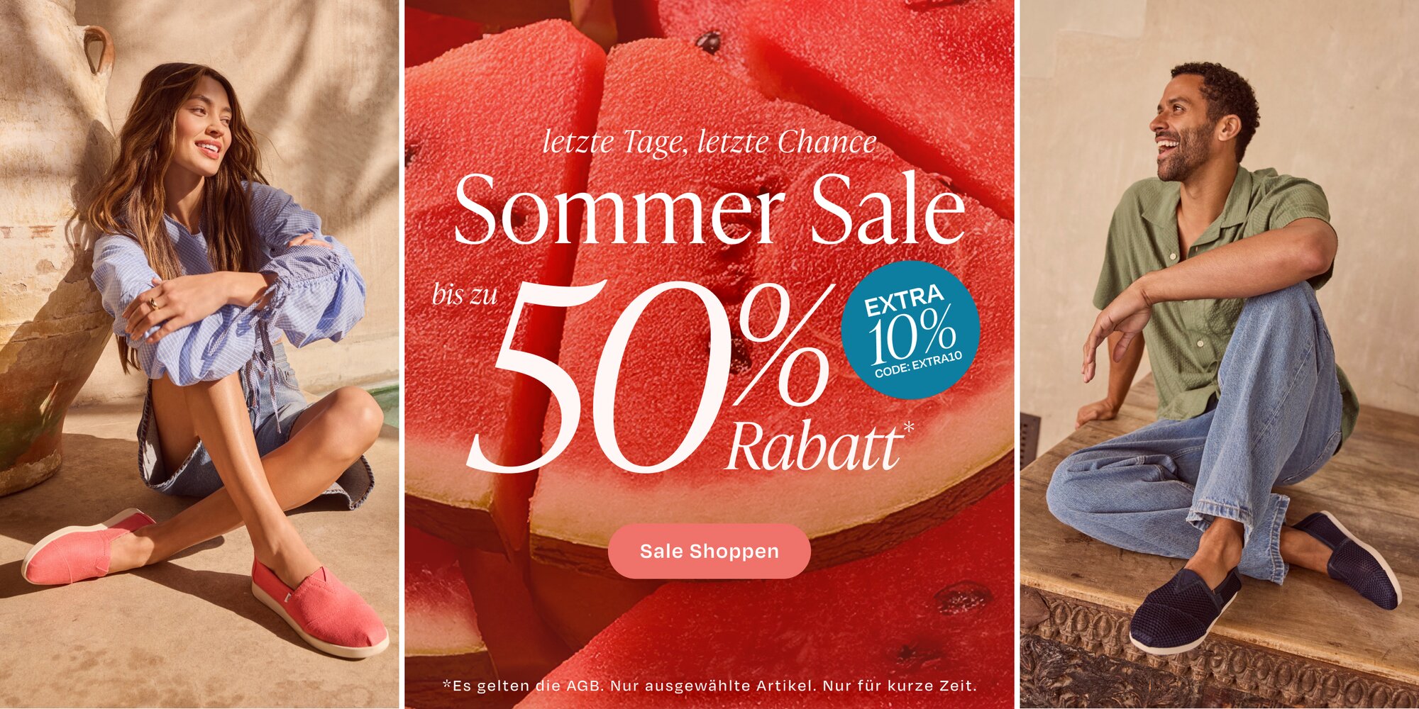 Letzte Tage, letzte Chance. Sommerschlussverkauf mit bis zu 50 % Rabatt