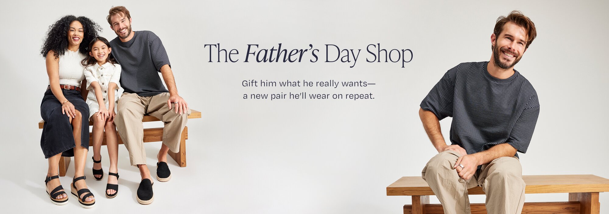 The Father's Day Shop. Gift him what he really wants— a new pair he'll wear on repeat. A family wearing TOMS footwear shown.