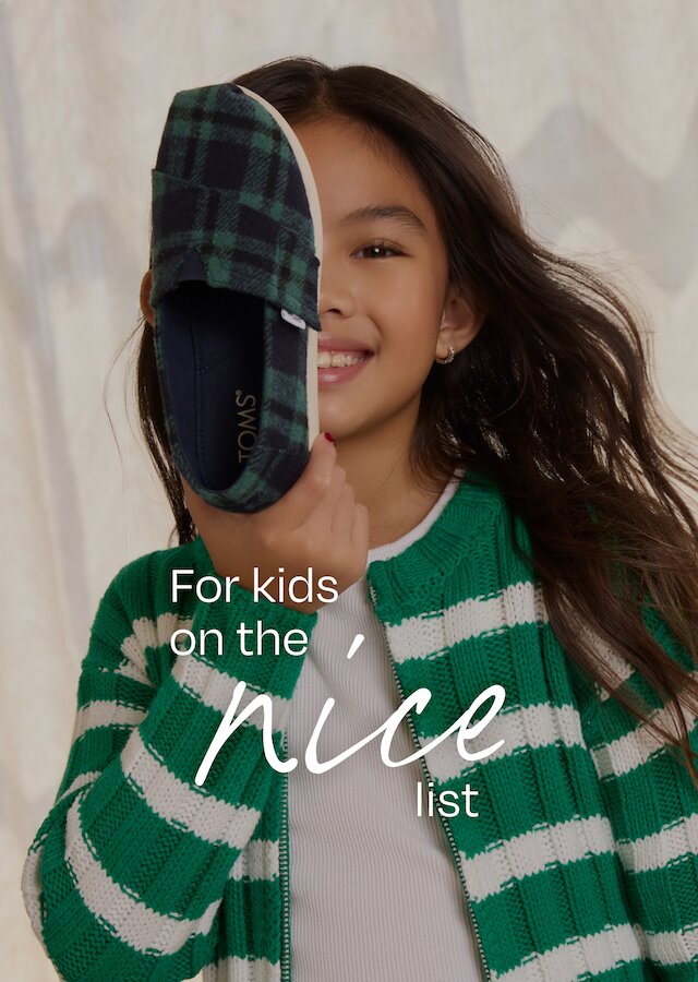 For kids on the nice list. Alpargata Classic Kids Shoe in navy plaid shown.