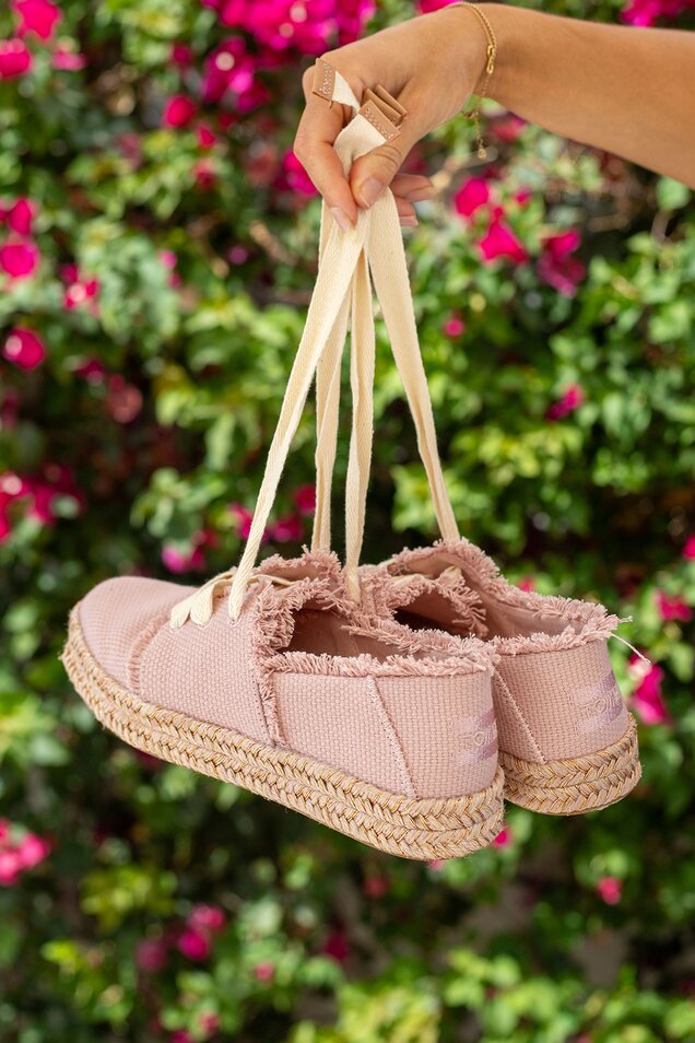 Carolina Lace Up in Pale Pink, back view