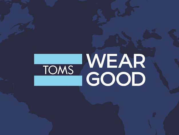 TOMS Wear Good logo on top of a map.