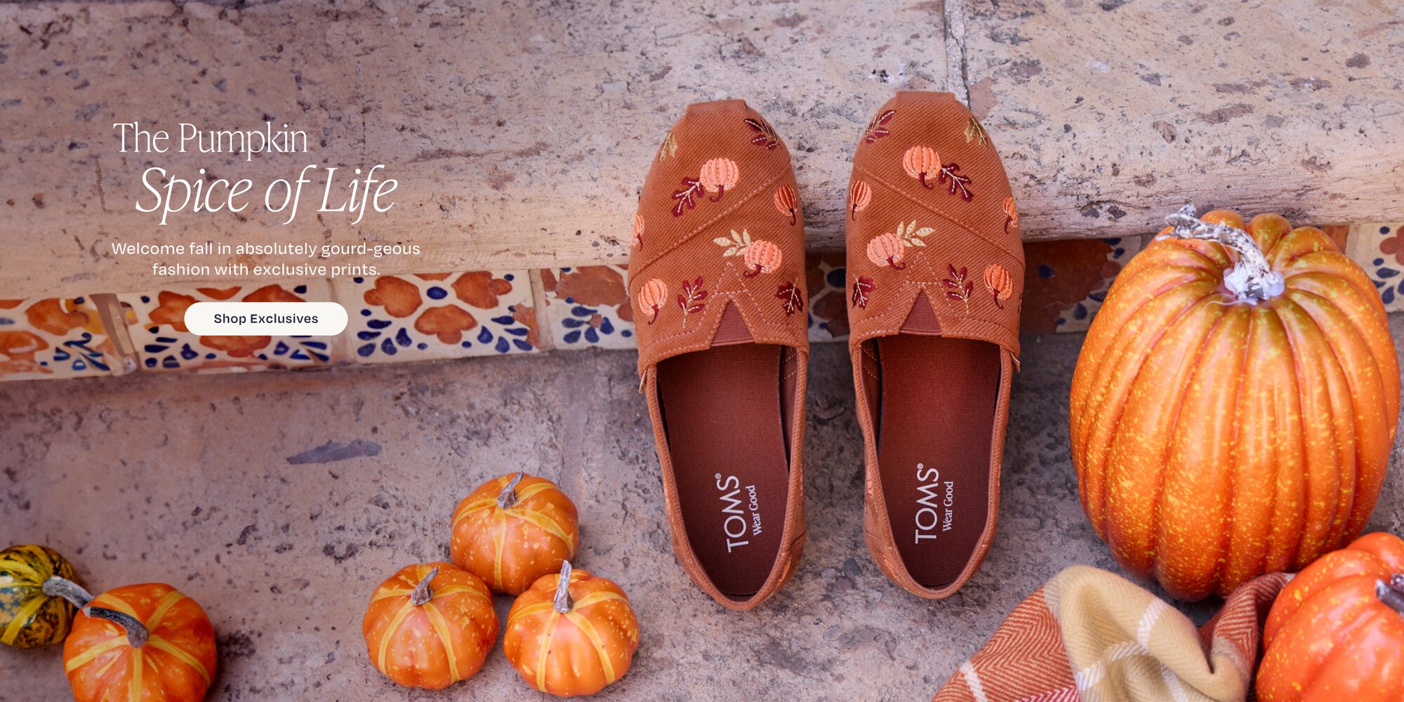 The Pumpking Spice of Life. Welcome fall in absolutely gourd-geous fashion with exclusive prints. Shop Exclusives. Alpargata Classic in amber brown corduroy embroidered pumpkins shown.