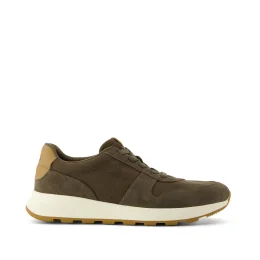 TRVL LITE Retro Runner Sneaker in Water Repellent Canteen Green shown.