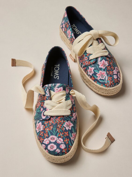 Women's Carolina Lace-Up Espadrille in dark teal mountain primrose shown.
