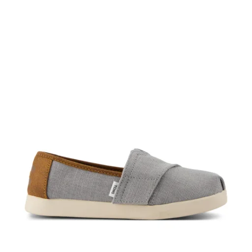 Alpargata Classic Kids' Shoe in Drizzle Grey Heritage Canvas and PU Trim shown.