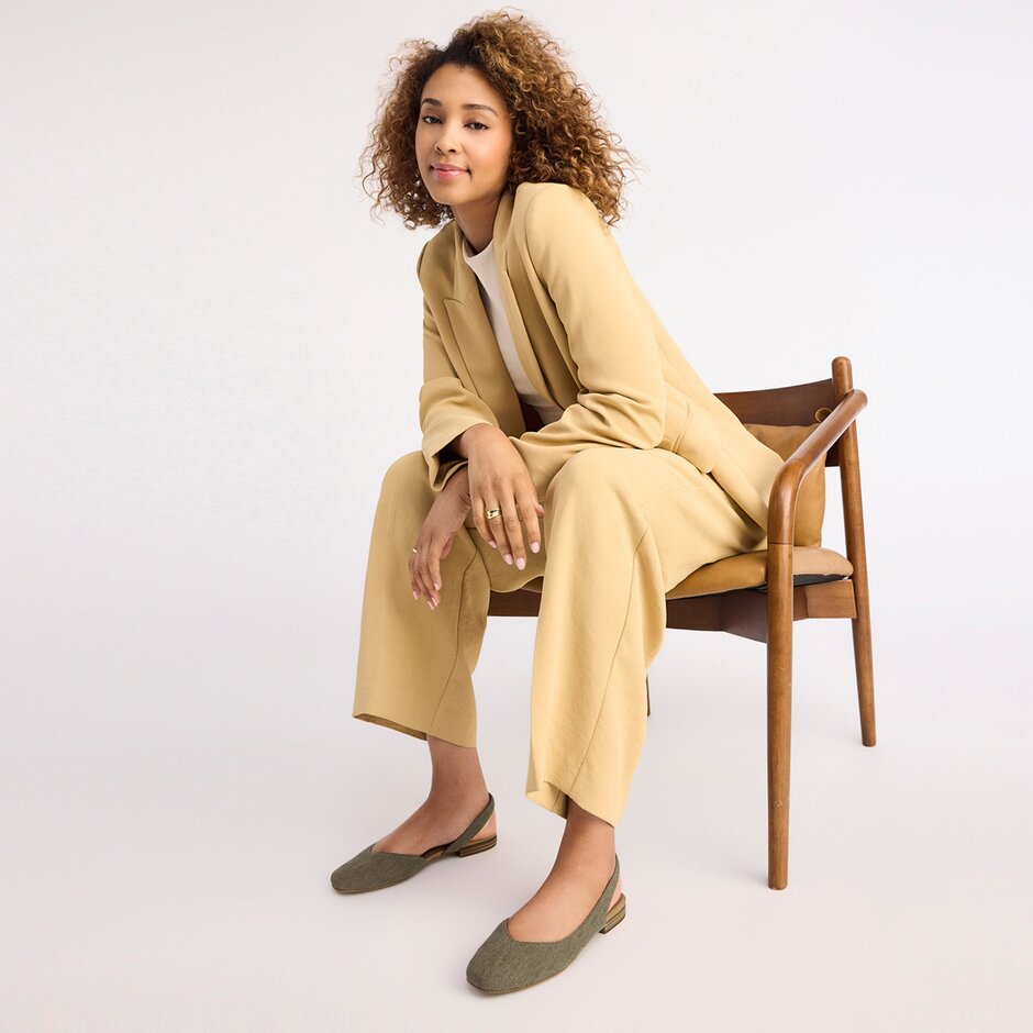 Alene Slingback Flat in Olive shown.
