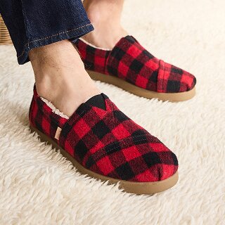 Men's Alp FWD in buffalo plaid red faux shearling shown.