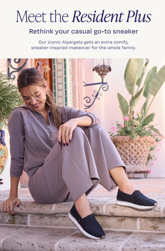 Meet the Resident Plus. Rethink your casual go-to sneaker. Our iconic Alpargata gets an extra comfy, sneaker-inspired makeover for the whole family. Model wearing Resident Plus in black heritage canvas shown.