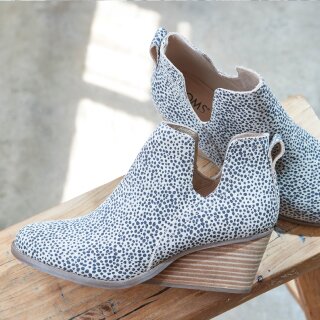 Women's Gwen Wedge Boot in mini cheetah suede shown.
