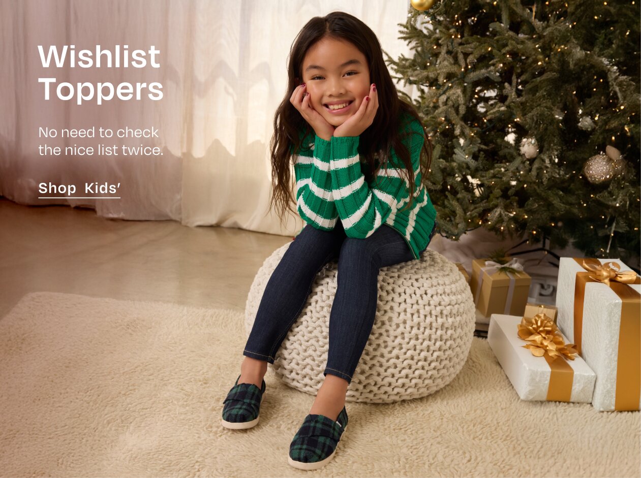 Wishlist Toppers. No need to check the nice list twice. Shop Kids’ Model in plaid Alpargata.