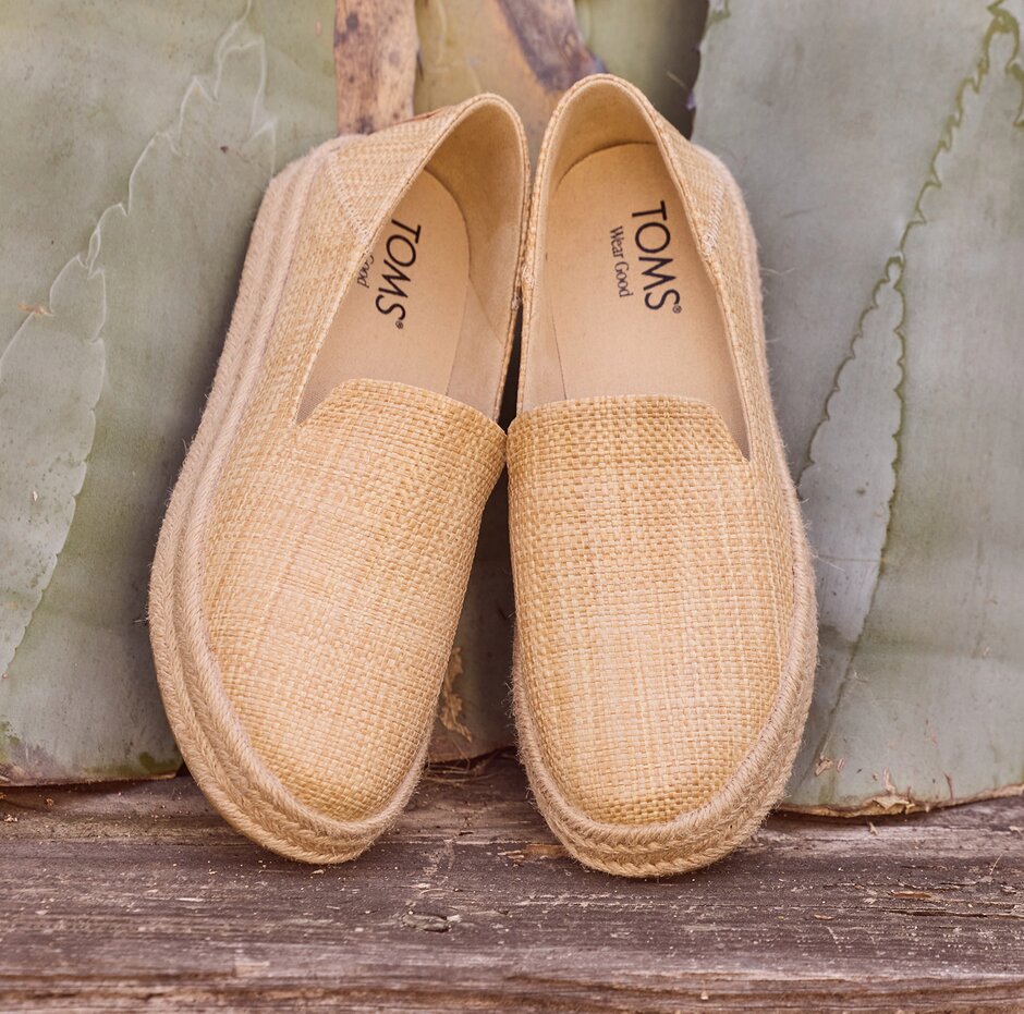 Carolina Espadrille in Almond Raffia shown.