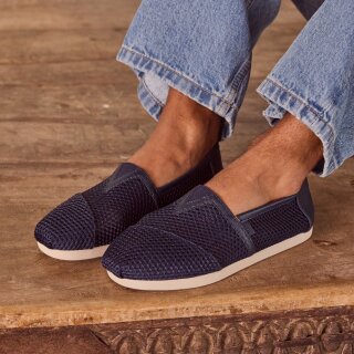 Alpargata Classic in Navy Textured Mesh and PU Trim.