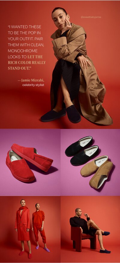 “I wanted these to be the pop in your outfit. Pair them with clean, monochrome looks to let the rich color really stand out.” — Jamie Mizrahi, celebrity stylist. @sweetbabyjamie