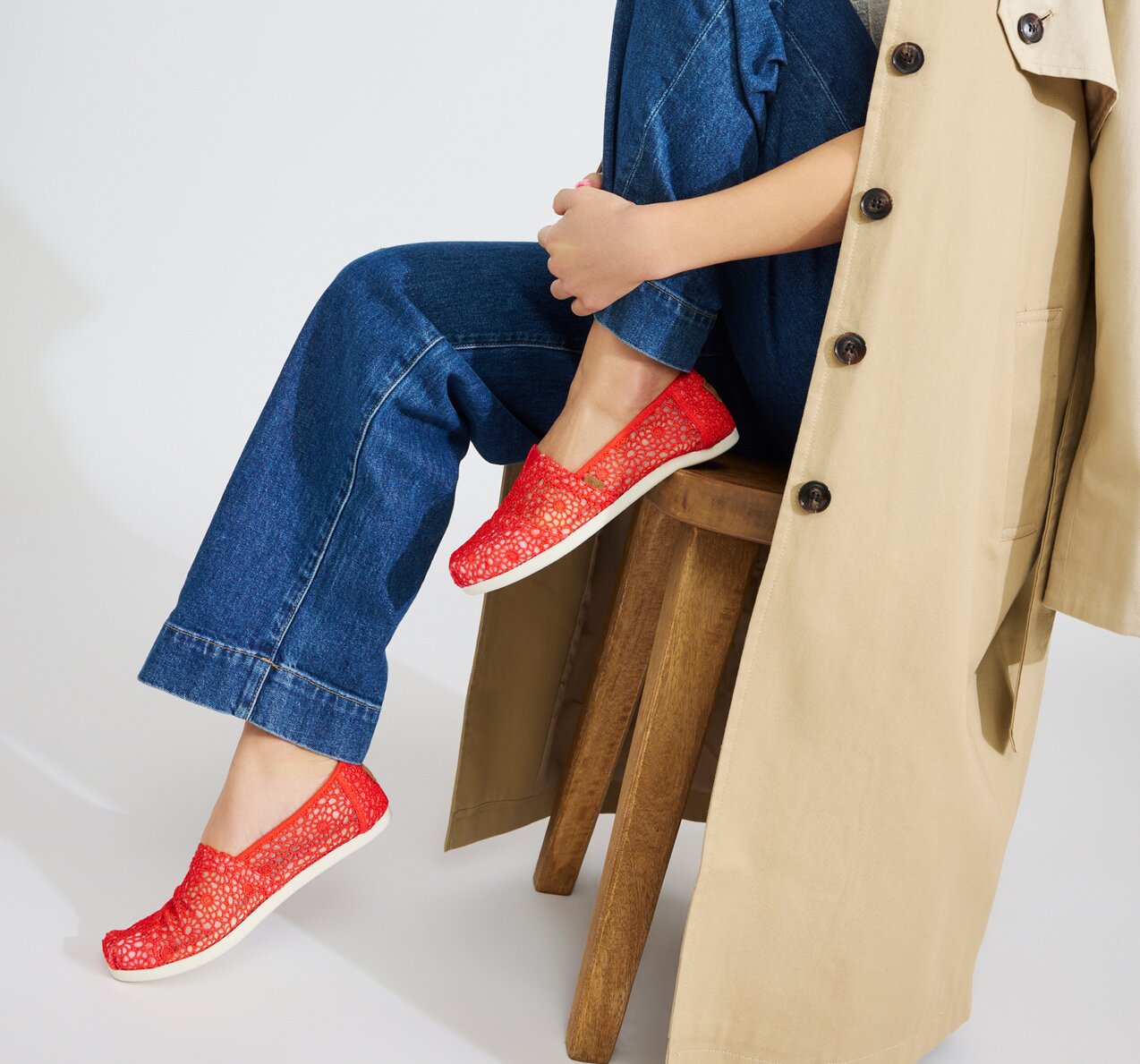 Women's Alpargata Classic in  flame moroccan crochet shown.