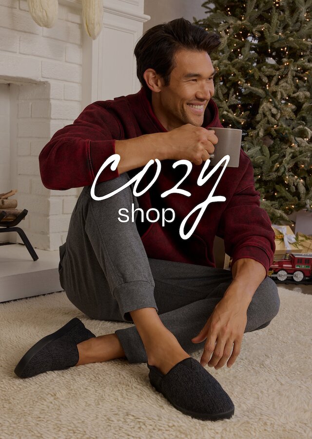 cozy shop. Camden Convertible Slipper in black cozy twill shown.