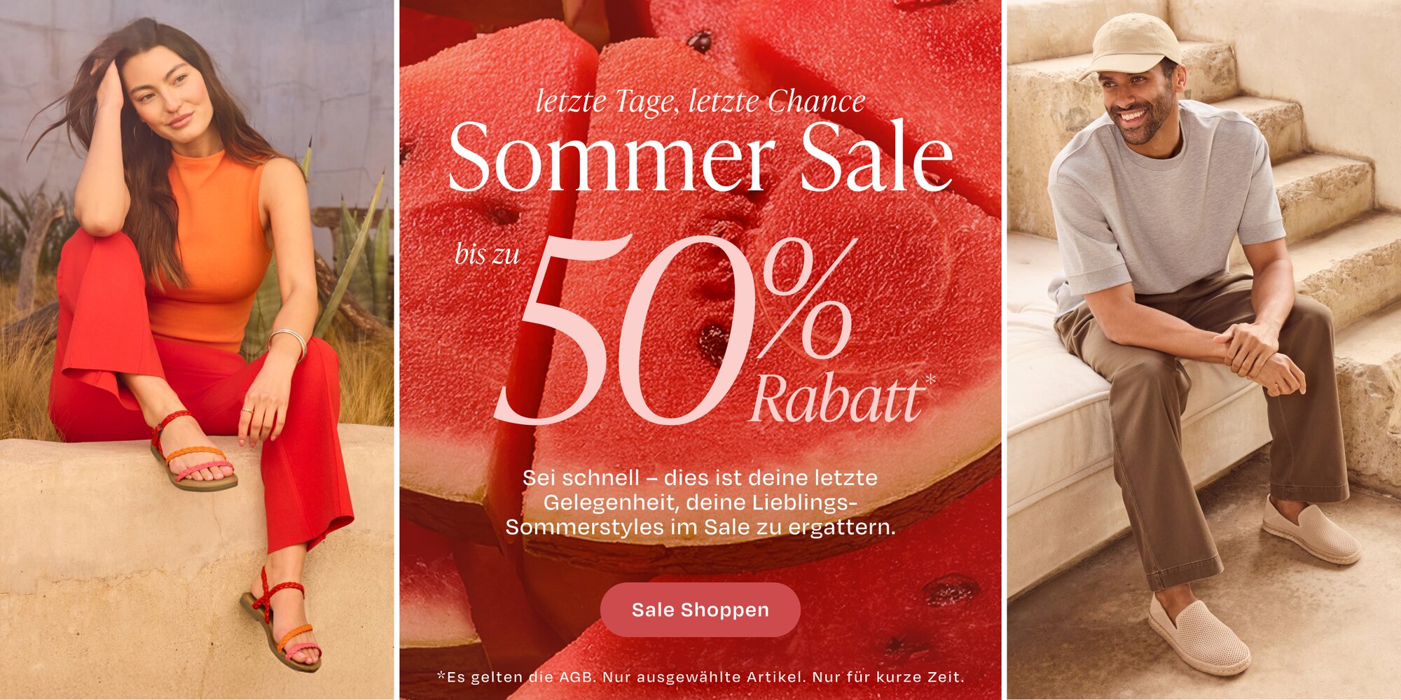 Letzte Tage, letzte Chance. Sommerschlussverkauf mit bis zu 50 % Rabatt