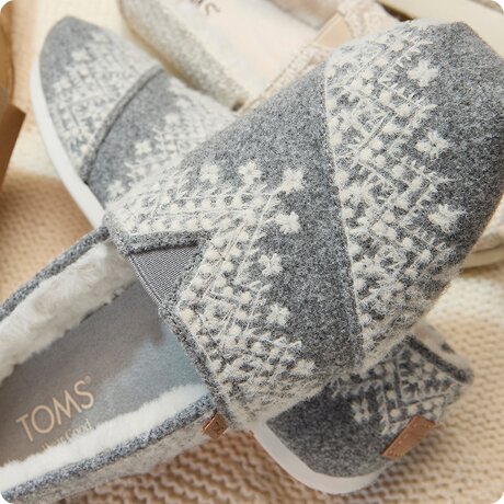 Closeup of Alpargata Classic in Fuzzy Fair Isle.
