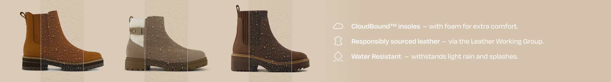 Discover your perfect pair for the rainy weather! Shop water-resistant shoes.