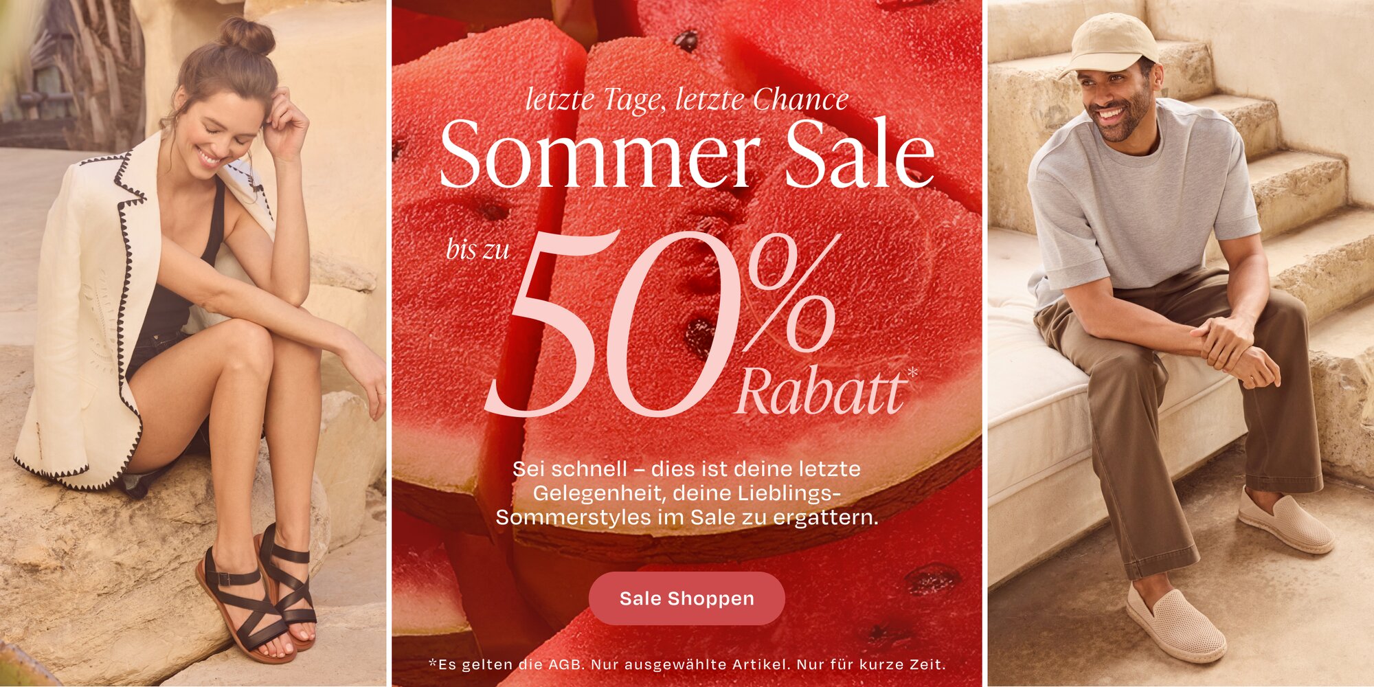 Letzte Tage, letzte Chance. Sommerschlussverkauf mit bis zu 50 % Rabatt